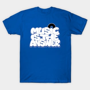 MUSIC IS THE ANSWER Graffiti lettering T-Shirt